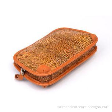 Adjustable Strap Camel Mens Genuine Leather Clutch Bag Croc